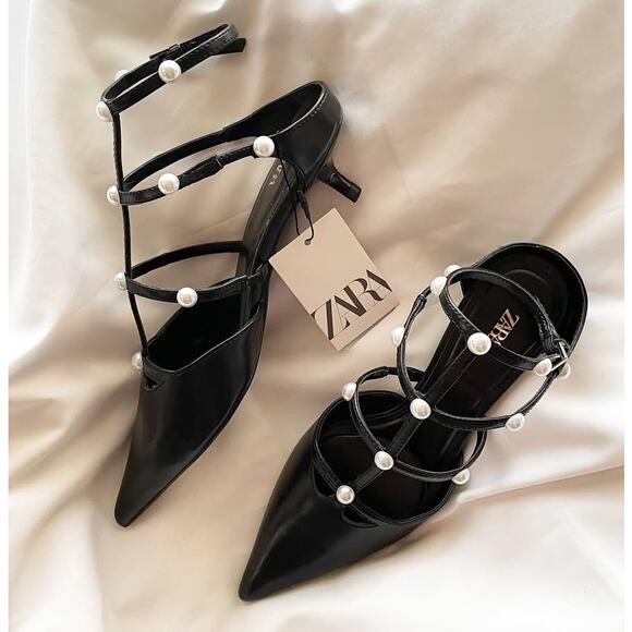 RARE!!! ZARA Strappy Embellished Heels NWT - Picture 14 of 16